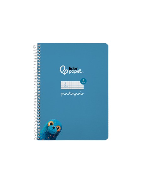Cuaderno espiral liderpapel di n a5 pautaguia tapa dura 80h 90 gr cuadro pautado 4mm color azul