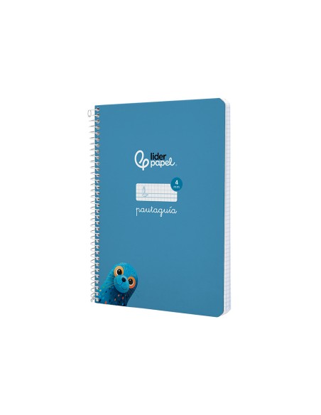 Cuaderno espiral liderpapel di n a5 pautaguia tapa dura 80h 90 gr cuadro pautado 4mm color azul