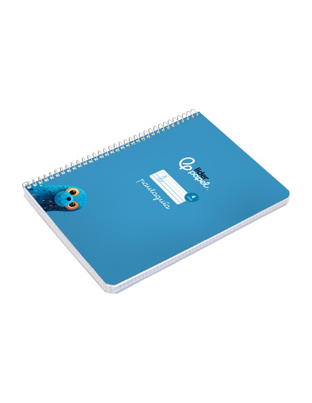 Cuaderno espiral liderpapel di n a5 pautaguia tapa dura 80h 90 gr cuadro pautado 4mm color azul