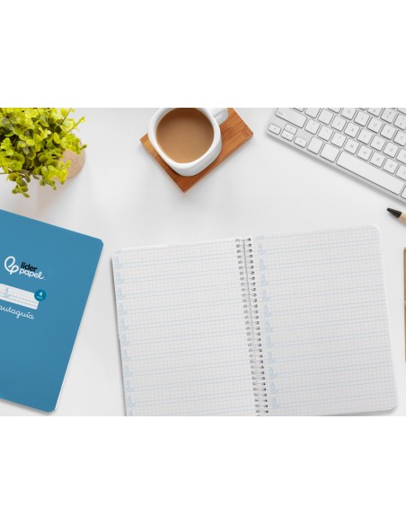 Cuaderno espiral liderpapel di n a5 pautaguia tapa dura 80h 90 gr cuadro pautado 4mm color azul