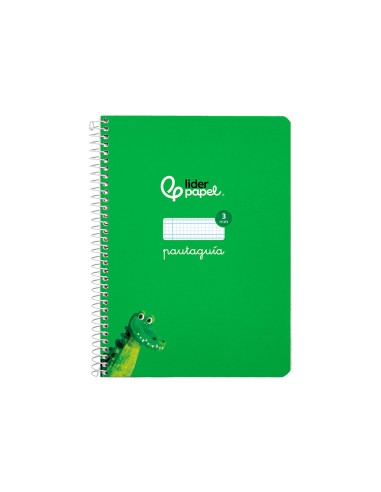 Cuaderno espiral liderpapel di n a5 pautaguia tapa dura 80h 90 gr cuadro pautado 3mm color verde