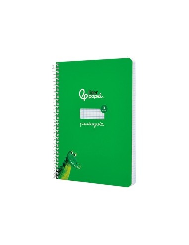 Cuaderno espiral liderpapel di n a5 pautaguia tapa dura 80h 90 gr cuadro pautado 3mm color verde