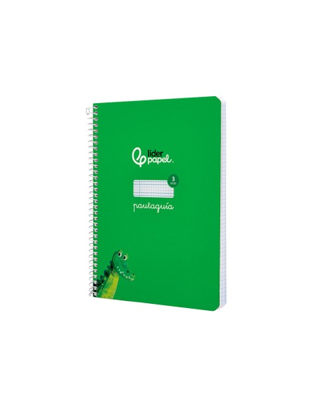 Cuaderno espiral liderpapel di n a5 pautaguia tapa dura 80h 90 gr cuadro pautado 3mm color verde