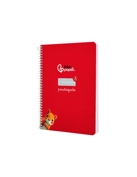 Cuaderno espiral liderpapel di n a5 pautaguia tapa dura 80h 90 gr cuadro pautado 3mm color rojo
