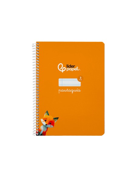 Cuaderno espiral liderpapel di n a5 pautaguia tapa dura 80h 90 gr cuadro pautado 3mm color naranja