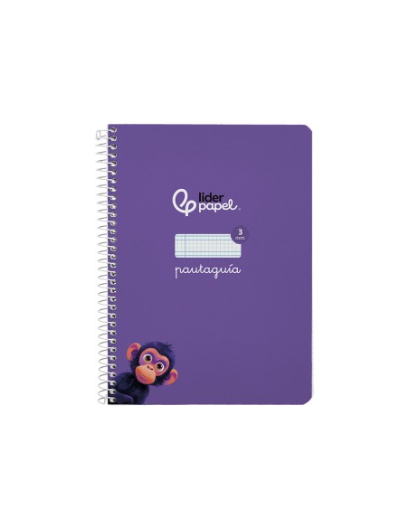 Cuaderno espiral liderpapel di n a5 pautaguia tapa dura 80h 90 gr cuadro pautado 3mm color lila