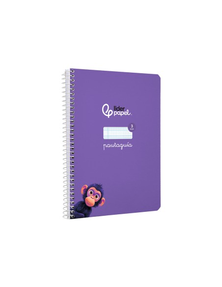 Cuaderno espiral liderpapel di n a5 pautaguia tapa dura 80h 90 gr cuadro pautado 3mm color lila