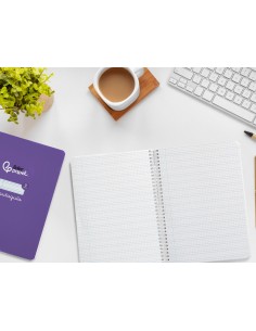 Cuaderno espiral liderpapel di n a5 pautaguia tapa dura 80h 90 gr cuadro pautado 3mm color lila