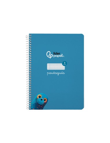 Cuaderno espiral liderpapel di n a5 pautaguia tapa dura 80h 90 gr cuadro pautado 3mm color azul
