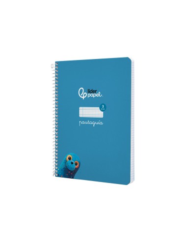Cuaderno espiral liderpapel di n a5 pautaguia tapa dura 80h 90 gr cuadro pautado 3mm color azul