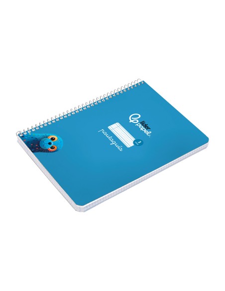 Cuaderno espiral liderpapel di n a5 pautaguia tapa dura 80h 90 gr cuadro pautado 3mm color azul