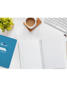 Cuaderno espiral liderpapel di n a5 pautaguia tapa dura 80h 90 gr cuadro pautado 3mm color azul
