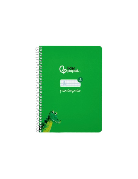 Cuaderno espiral liderpapel di n a5 pautaguia tapa blanda 40h 75 gr cuadro pautado 4mm color verde