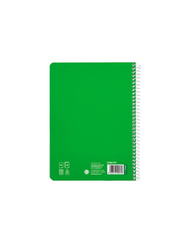 Cuaderno espiral liderpapel di n a5 pautaguia tapa blanda 40h 75 gr cuadro pautado 4mm color verde