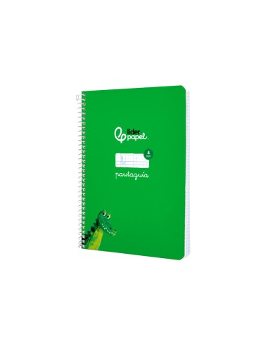 Cuaderno espiral liderpapel di n a5 pautaguia tapa blanda 40h 75 gr cuadro pautado 4mm color verde