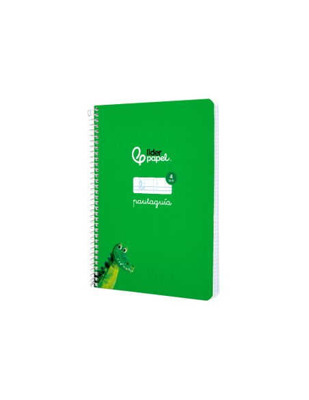 Cuaderno espiral liderpapel di n a5 pautaguia tapa blanda 40h 75 gr cuadro pautado 4mm color verde