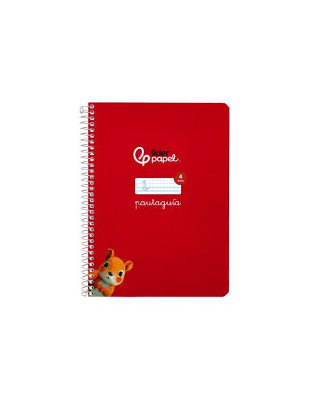 Cuaderno espiral liderpapel di n a5 pautaguia tapa blanda 40h 75 gr cuadro pautado 4mm color rojo