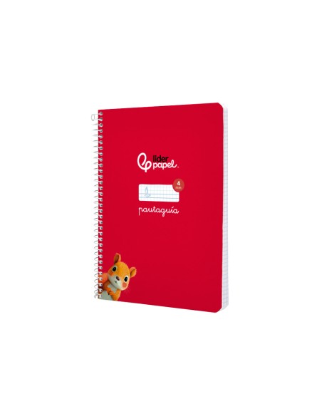 Cuaderno espiral liderpapel di n a5 pautaguia tapa blanda 40h 75 gr cuadro pautado 4mm color rojo