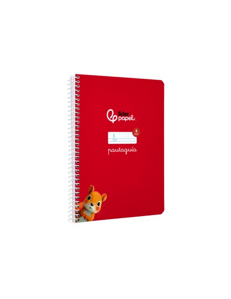Cuaderno espiral liderpapel di n a5 pautaguia tapa blanda 40h 75 gr cuadro pautado 4mm color rojo