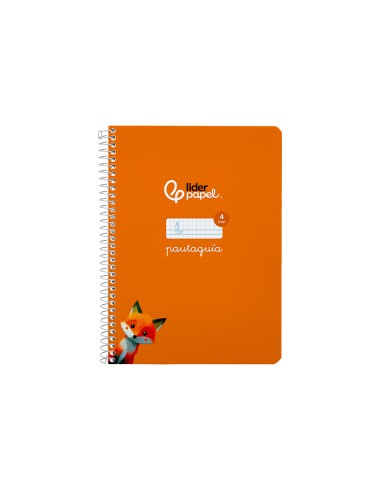 Cuaderno espiral liderpapel di n a5 pautaguia tapa blanda 40h 75 gr cuadro pautado 4mm color naranja