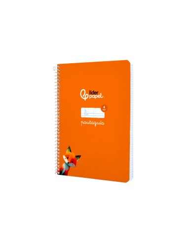Cuaderno espiral liderpapel di n a5 pautaguia tapa blanda 40h 75 gr cuadro pautado 4mm color naranja