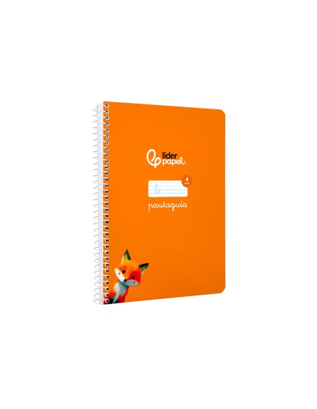 Cuaderno espiral liderpapel di n a5 pautaguia tapa blanda 40h 75 gr cuadro pautado 4mm color naranja