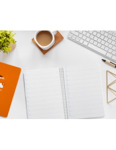 Cuaderno espiral liderpapel di n a5 pautaguia tapa blanda 40h 75 gr cuadro pautado 4mm color naranja