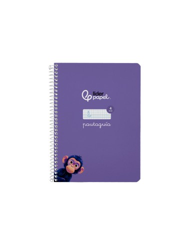 Cuaderno espiral liderpapel di n a5 pautaguia tapa blanda 40h 75 gr cuadro pautado 4mm color lila