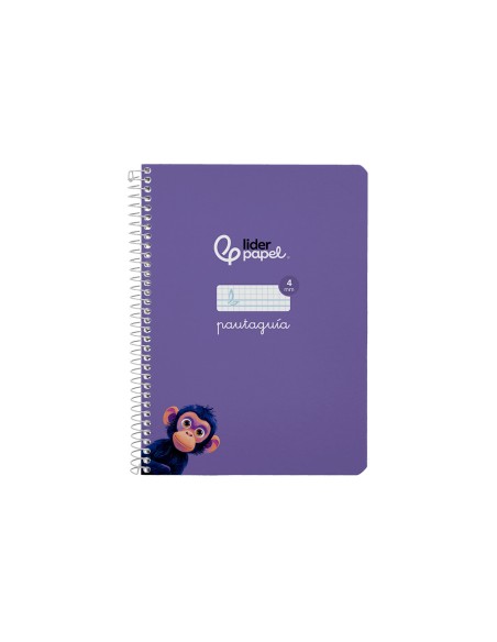 Cuaderno espiral liderpapel di n a5 pautaguia tapa blanda 40h 75 gr cuadro pautado 4mm color lila