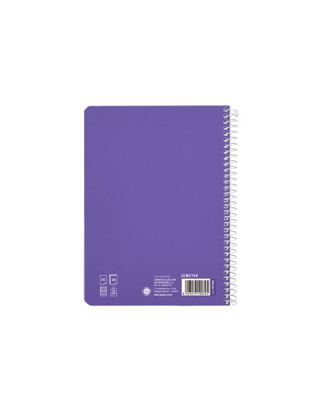 Cuaderno espiral liderpapel di n a5 pautaguia tapa blanda 40h 75 gr cuadro pautado 4mm color lila