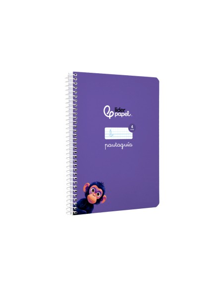 Cuaderno espiral liderpapel di n a5 pautaguia tapa blanda 40h 75 gr cuadro pautado 4mm color lila