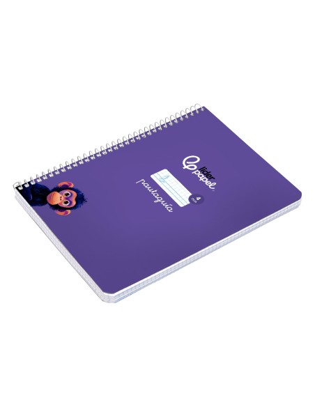 Cuaderno espiral liderpapel di n a5 pautaguia tapa blanda 40h 75 gr cuadro pautado 4mm color lila