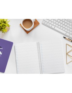 Cuaderno espiral liderpapel di n a5 pautaguia tapa blanda 40h 75 gr cuadro pautado 4mm color lila