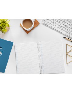 Cuaderno espiral liderpapel di n a5 pautaguia tapa blanda 40h 75 gr cuadro pautado 4mm color azul