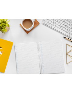 Cuaderno espiral liderpapel di n a5 pautaguia tapa blanda 40h 75 gr cuadro pautado 4mm color amarillo