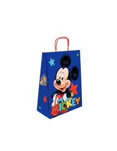 Bolsa para regalo basika papel celulosa 90 gr mickey con asa retorcida tamano l 320x140x400 mm