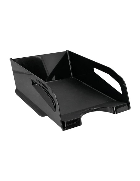 Bandeja sobremesa plastico q connect gran capacidad con asa negro opaco 386x270x115mm