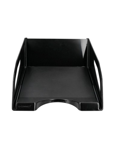 Bandeja sobremesa plastico q connect gran capacidad con asa negro opaco 386x270x115mm