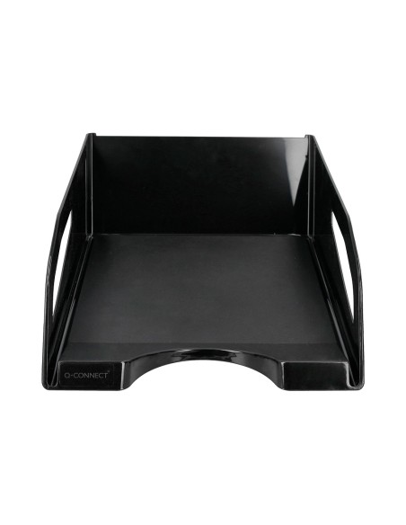 Bandeja sobremesa plastico q connect gran capacidad con asa negro opaco 386x270x115mm
