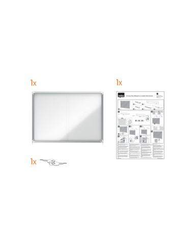 Vitrina de anuncios nobo premium plus con puerta corredera fondo magnetico 18 x din a4 hojas 997x1412x54 mm