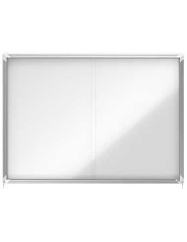 Vitrina de anuncios nobo premium plus con puerta corredera fondo magnetico 18 x din a4 hojas 997x1412x54 mm