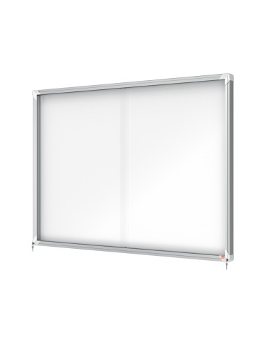Vitrina de anuncios nobo premium plus con puerta corredera fondo magnetico 18 x din a4 hojas 997x1412x54 mm
