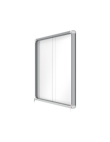 Vitrina de anuncios nobo premium plus con puerta corredera fondo magnetico 18 x din a4 hojas 997x1412x54 mm