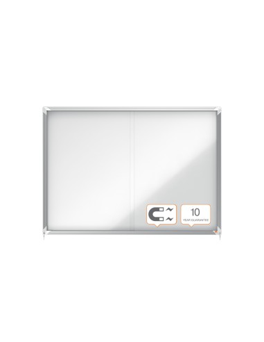Vitrina de anuncios nobo premium plus con puerta corredera fondo magnetico 18 x din a4 hojas 997x1412x54 mm