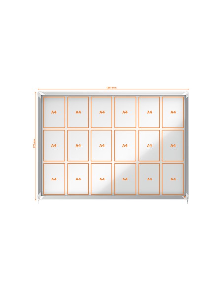 Vitrina de anuncios nobo premium plus con puerta corredera fondo magnetico 18 x din a4 hojas 997x1412x54 mm Vitrina de anuncios nobo premium plus con puerta corredera fondo magnetico 18 x din a4 hojas 997x1412x54 mm