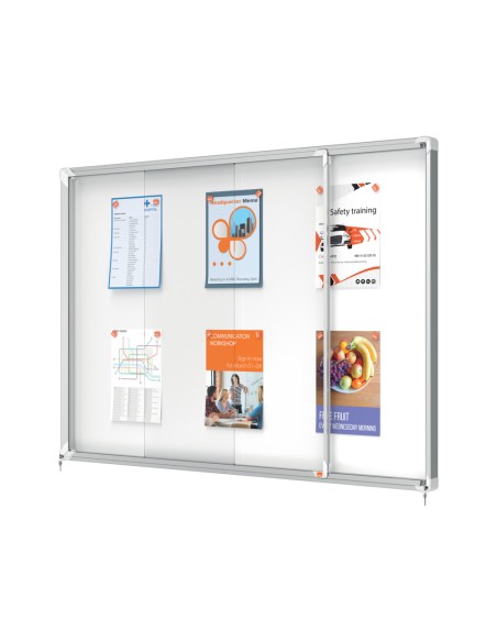 Vitrina de anuncios nobo premium plus con puerta corredera fondo magnetico 18 x din a4 hojas 997x1412x54 mm Vitrina de anuncios nobo premium plus con puerta corredera fondo magnetico 18 x din a4 hojas 997x1412x54 mm