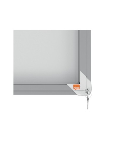 Vitrina de anuncios nobo premium plus con puerta corredera fondo magnetico 18 x din a4 hojas 997x1412x54 mm