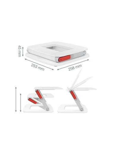 Soporte para portatil leitz ajustable en altura color blanco 253x258x45 mm