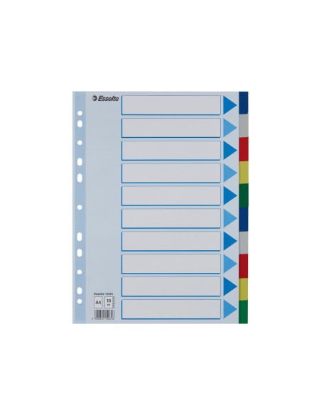 Separadores esselte din a4 polipropileno 10 posiciones multitaladro con cartulina indice color
