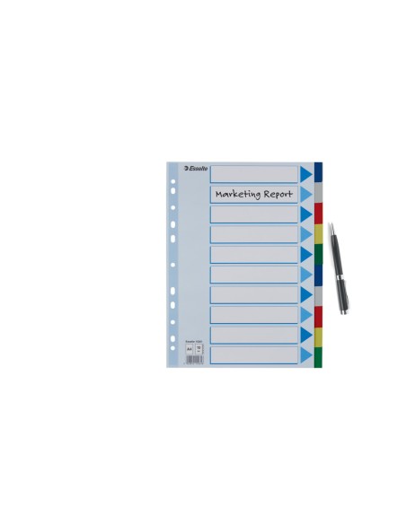 Separadores esselte din a4 polipropileno 10 posiciones multitaladro con cartulina indice color